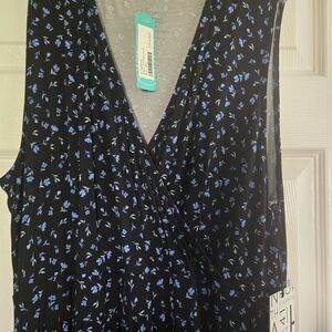 Floral Black and Blue Women's Top
